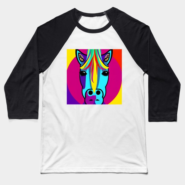 Colorful Horse Baseball T-Shirt by SmartPufferFish